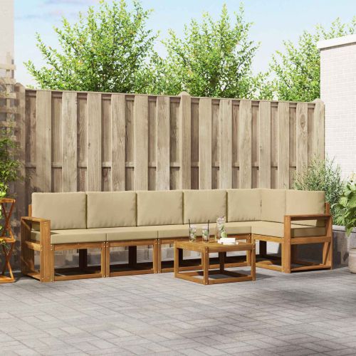 Комплект дивани за открито 7 pcs Натурален и Бежов