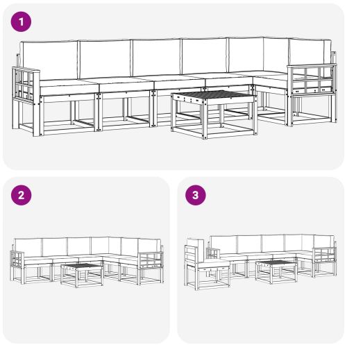 Комплект дивани за открито 7 pcs Натурален и Крема