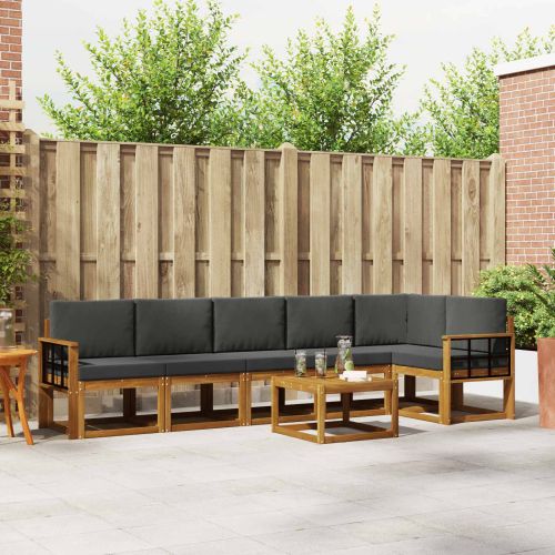 Комплект дивани за открито 7 pcs Натурален и Антрацит