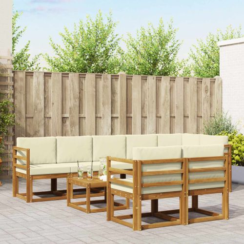 Комплект дивани за открито 9 pcs Натурален и Крема