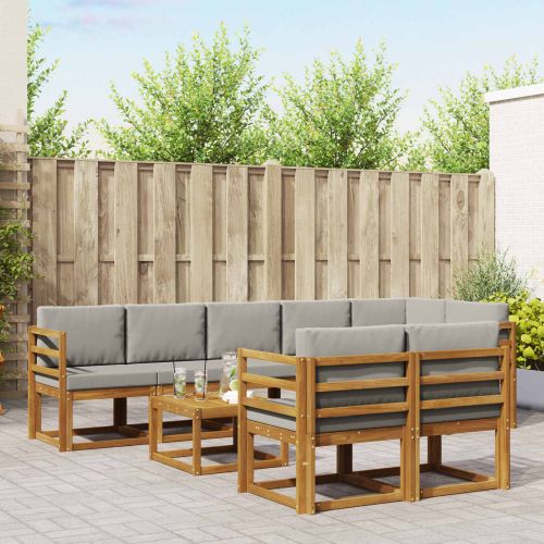 Комплект дивани за открито 9 pcs Естествено и светло сиво