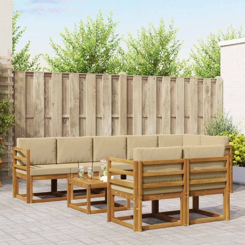 Комплект дивани за открито 9 pcs Натурален и Бежов