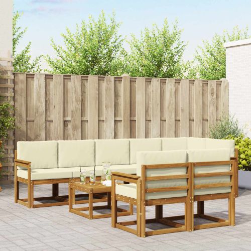 Комплект дивани за открито 9 pcs Натурален и Крема