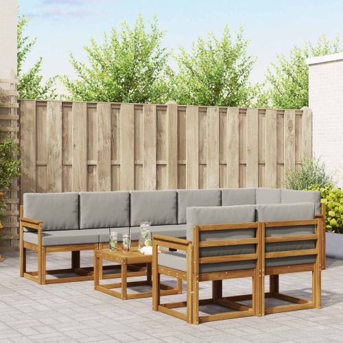 Комплект дивани за открито 9 pcs Естествено и светло сиво