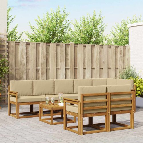 Комплект дивани за открито 9 pcs Натурален и Бежов