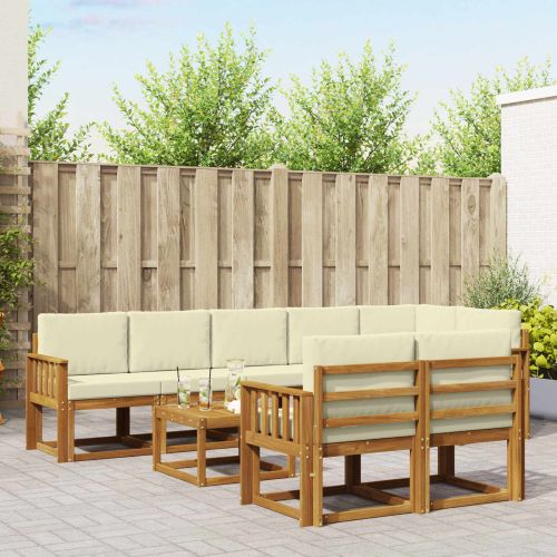 Комплект дивани за открито 9 pcs Натурален и Крема