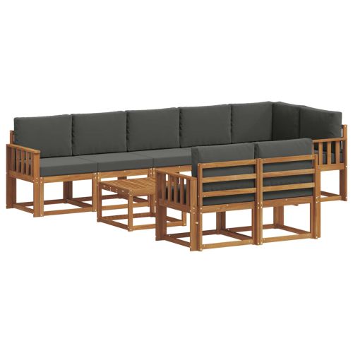 Комплект дивани за открито 9 pcs Натурален и Антрацит