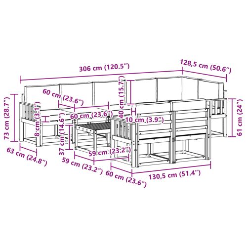 Комплект дивани за открито 9 pcs Натурален и Антрацит