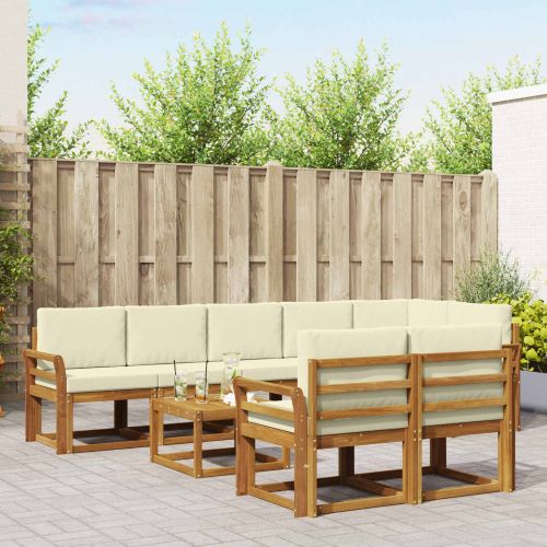 Комплект дивани за открито 9 pcs Натурален и Крема