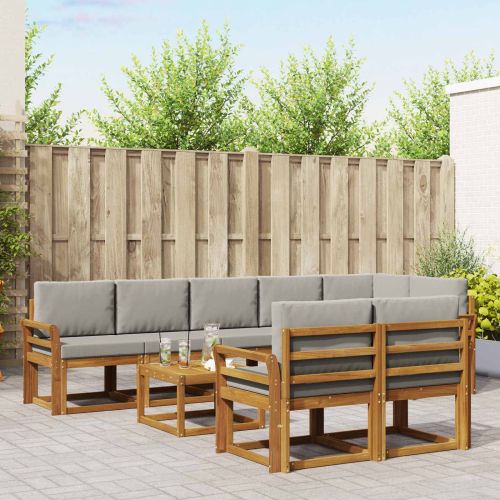 Комплект дивани за открито 9 pcs Естествено и светло сиво