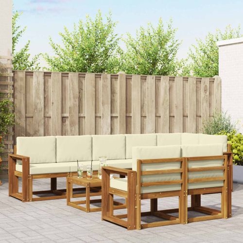 Комплект дивани за открито 9 pcs Натурален и Крема