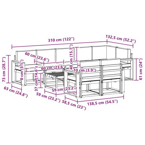 Комплект дивани за открито 9 pcs Естествено и светло сиво