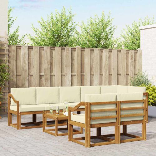 Комплект дивани за открито 9 pcs Натурален и Крема