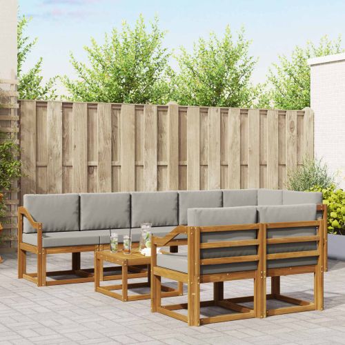 Комплект дивани за открито 9 pcs Естествено и светло сиво