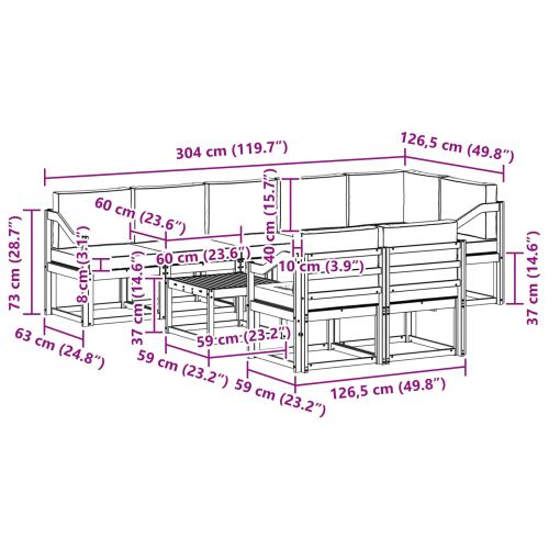 Комплект дивани за открито 9 pcs Натурален и Антрацит
