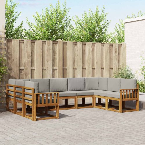 Комплект дивани за открито 9 pcs Естествено и светло сиво