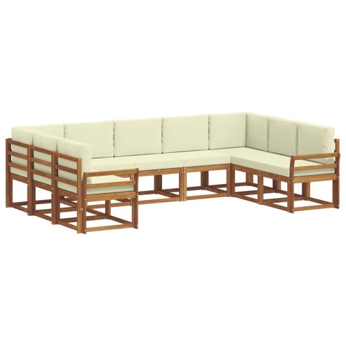 Комплект дивани за открито 9 pcs Натурален и Крема