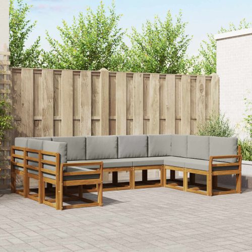 Комплект дивани за открито 9 pcs Естествено и светло сиво