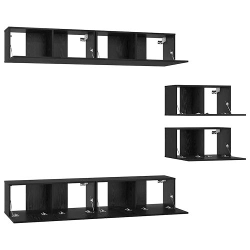 Комплект ТВ шкаф 6 pcs Черния дъб Инженерно дърво