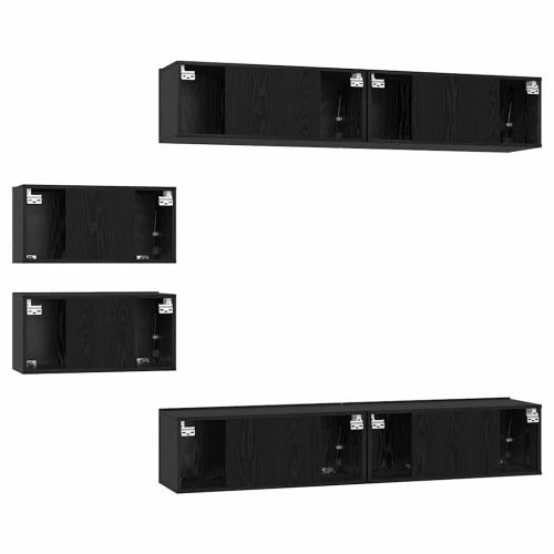 Комплект ТВ шкаф 6 pcs Черния дъб Инженерно дърво