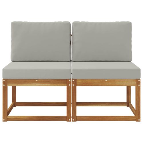 2 Брой Среден диван за открито Солидно акациево дърво Естествен