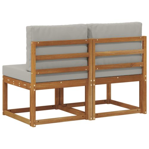 2 Брой Среден диван за открито Солидно акациево дърво Естествен