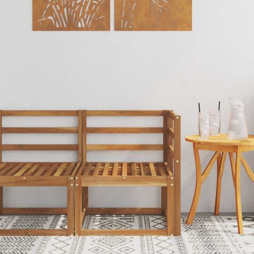 Външен ъглов диван Солидно акациево дърво Естествен