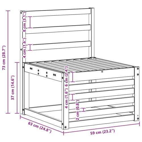 Среден диван за открито Солидно акациево дърво Естествен