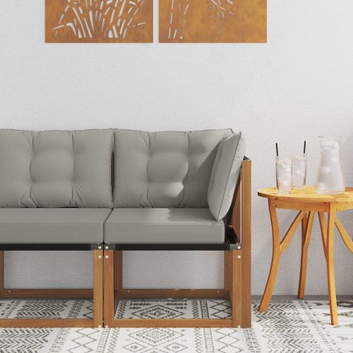 Външен ъглов диван Масивна акациева дървесина и текстилен плат