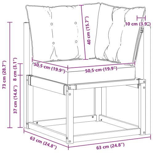 Външен ъглов диван Масивна акациева дървесина и текстилен плат