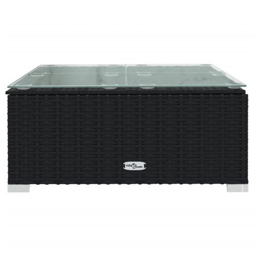 Градински лаундж комплект с възглавници 7 части черен полиратан