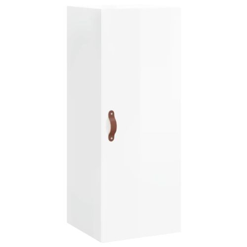 Висок шкаф, бял гланц, 34,5x34x180 см, инженерно дърво