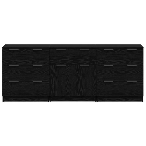 Служебен шкаф 3 pcs Черния дъб 181 x 30 x 70 см Инженерно дърво