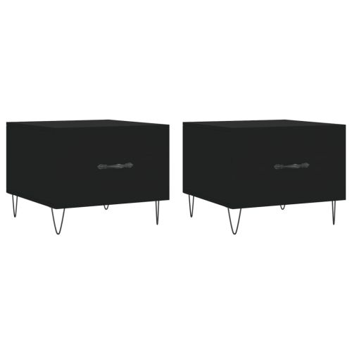 Кафе маси, 2 бр, черни, 50x50x40 см, инженерно дърво