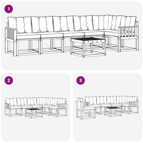 Комплект дивани за открито 7 pcs Натурален и Бежов