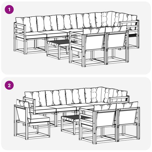 Комплект дивани за открито 9 pcs Натурален и Крема