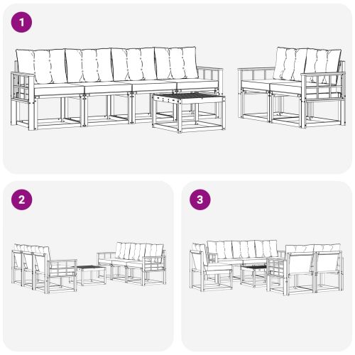 Комплект дивани за открито 7 pcs Натурален и Крема
