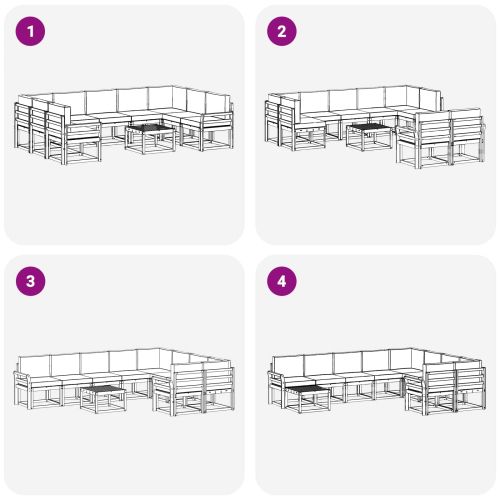 Комплект дивани за открито 10 pcs Натурален и Крема