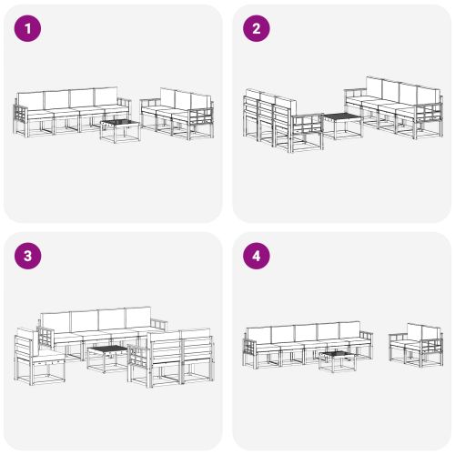 Комплект дивани за открито 8 pcs Естествено и светло сиво