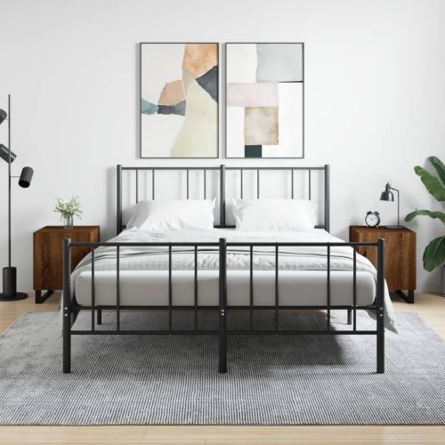 Нощни шкафчета, 2 бр, кафяв дъб, 40x40x50 см, инженерно дърво