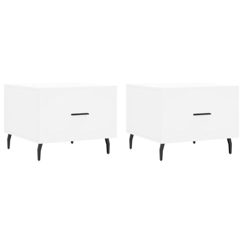 Кафе маси, 2 бр, бели, 50x50x40 см, инженерно дърво