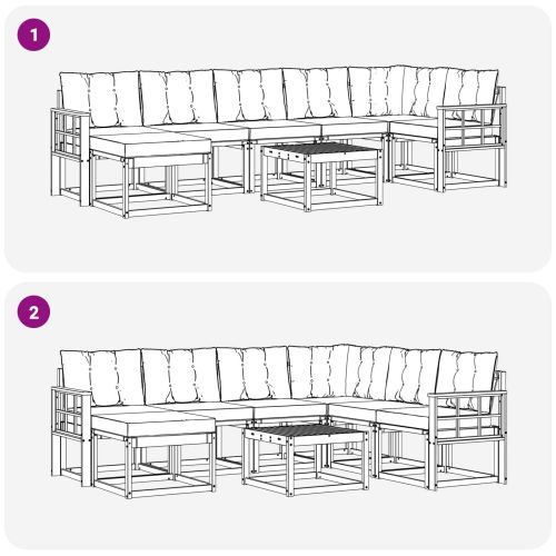 Комплект дивани за открито 8 pcs Естествено и черно