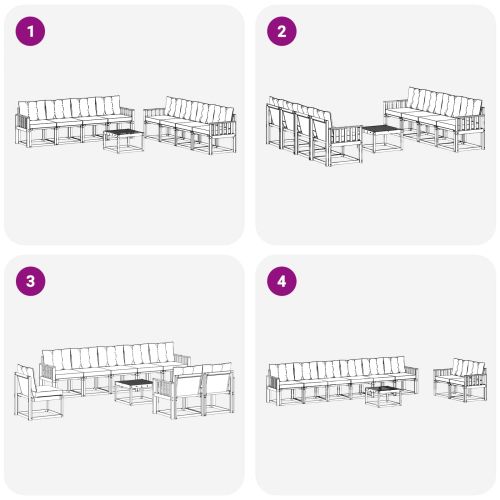 Комплект дивани за открито 9 pcs Естествено и черно