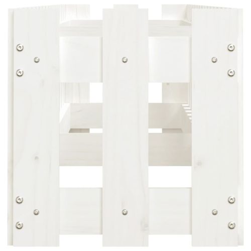 Градинска леха с дизайн на ограда бяла 200x30x30 см бор масив