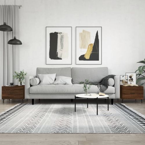 Кафе маси, 2 бр, кафяв дъб, 50x50x40 см, инженерно дърво