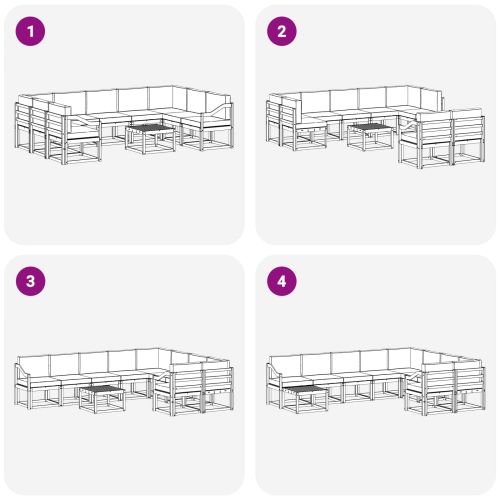 Комплект дивани за открито 10 pcs Натурален и Крема