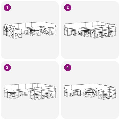 Комплект дивани за открито 11 pcs Естествено и светло сиво