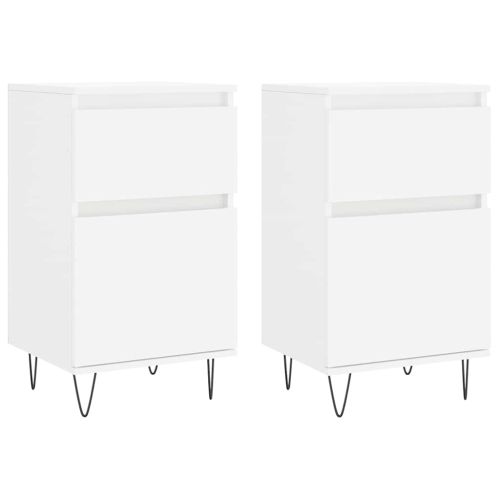 Бюфети, 2 бр, бели, 40x35x70 см, инженерно дърво