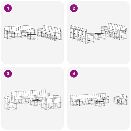 Комплект дивани за открито 9 pcs Натурален и Бежов
