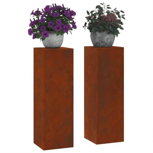 Стойка за растения 2 pcs Ръждясало 24 x 24 x 75 см